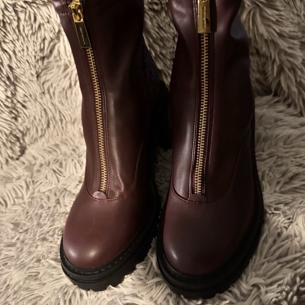 Michael Kors Burgundy Combat Boots